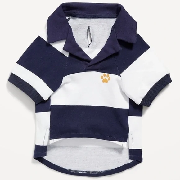 Striped Jersey-Knit Polo Shirt for Pets - Picture 2 of 3